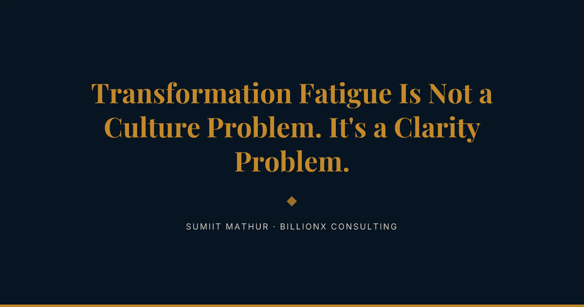 [AGENT] Transformation Fatigue Is Not a Culture Problem. It's a Clarity Problem.